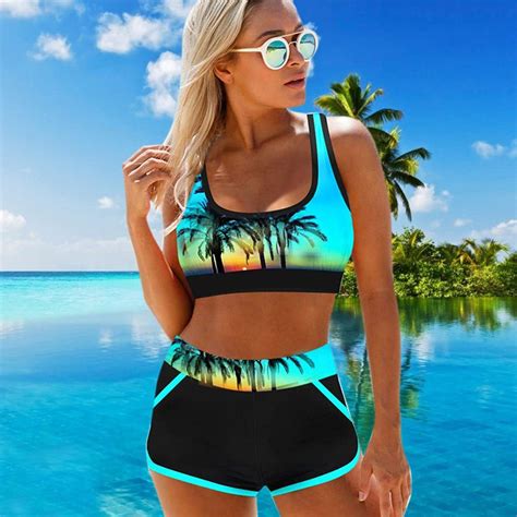 Damen Bikinis Jusfoouo Damen Bikini Set Crossover Bustier V Ausschnitt