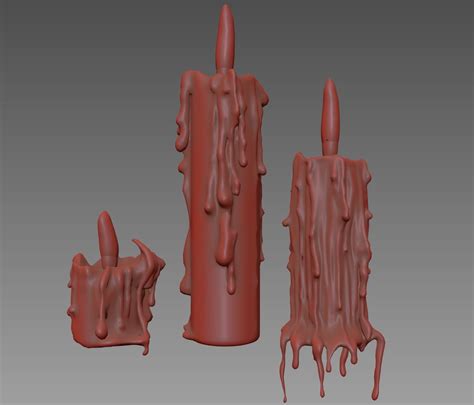 Three Melted Candles D Model Ds Max Fbx Obj Free D