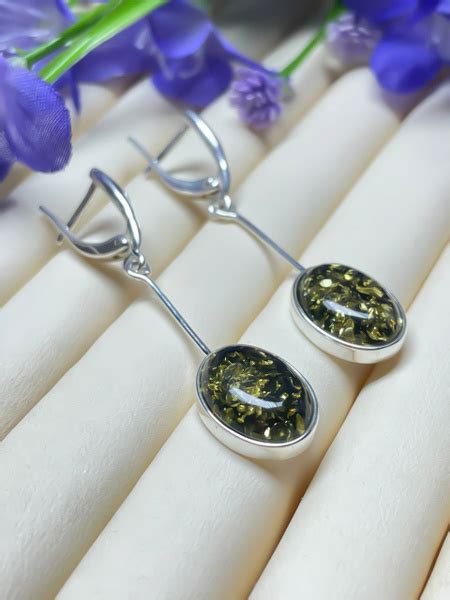 Янтарный Альбион Серьги серебряные 925 пробы с натуральным Балтийским ...