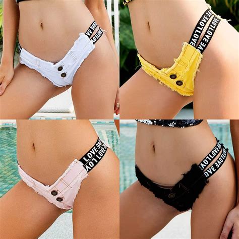 Sexy Women Denim Hot Shorts Womens Mini Micro Denim Jean Twerk Shorts Ultra Low Rise Show