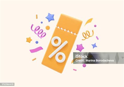 Купон На Скидку 3d С Конфетти Звездами Мишурой Серпантином — стоковая ...