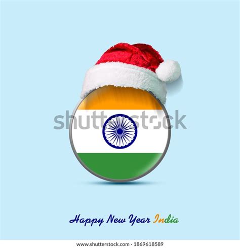 Happy New Year India India Flag Stock Illustration 1869618589