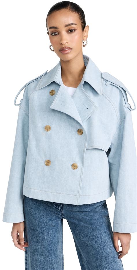 JUUN J Cropped Denim Trench Coat Sky Blue Editorialist