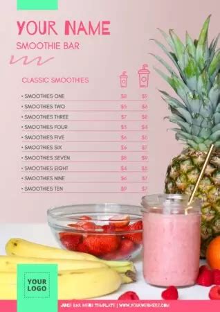 Design Juice Bar Menu Templates Online