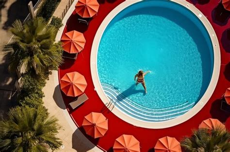 Capturando La Bienaventuranza Una Impresionante Vista A Rea De Una Mujer Vestida De Bikini Rojo