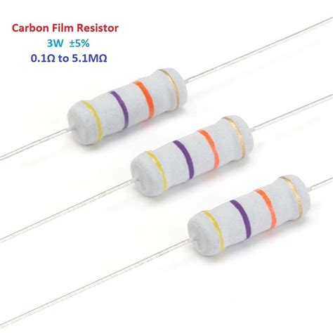 100pcs Carbon Film Resistor 3W 5 Full Range of Values 0 1Ω to 5