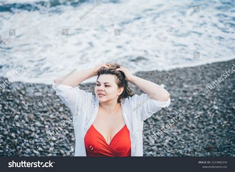 Plus Size Fashion Model Red Bikini Stock Photo Shutterstock