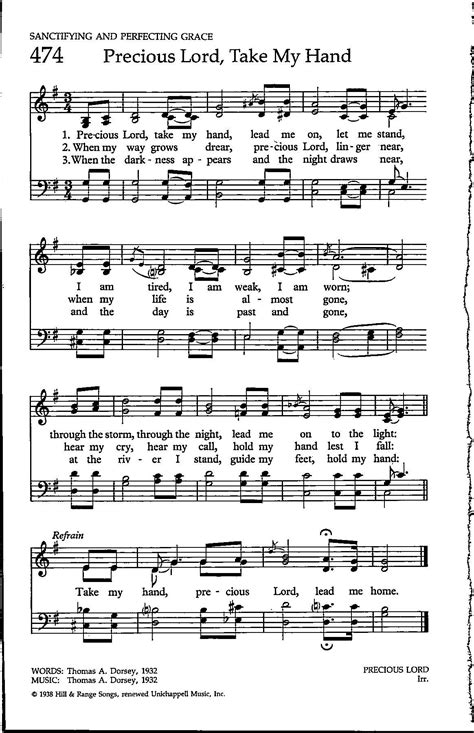 Precious Lord Take My Hand Digital Hymn Sheet Music Key Of G