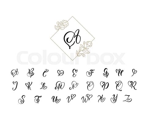 Handwritten Heart Calligraphy Monogram Alphabet Valentine Cursive Font