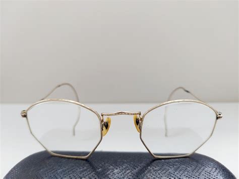 S Octagonal Art Deco K Gold Glasses Frames Etsy