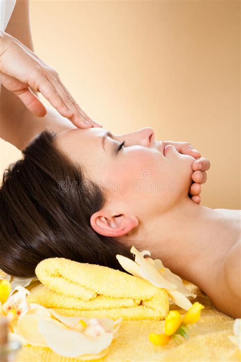 Woman Receiving Head Massage In Spa Stock Image Image Of Chiropractic