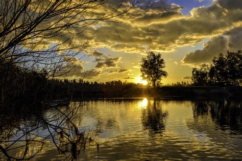 Wallpaper Sunlight Sunset Lake Water Nature Reflection Sky