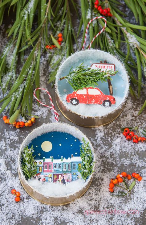 DIY Winter Village & Red Car Christmas Tree Ornaments - A Piece Of Rainbow