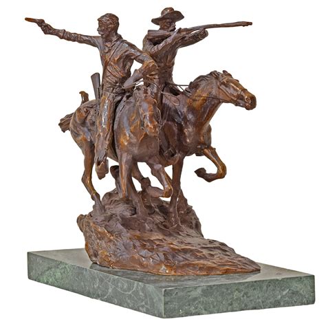 Recast Frederick Remington Bronze Sculpture of Two Cowboys on Horseback - Renaissance Antiques