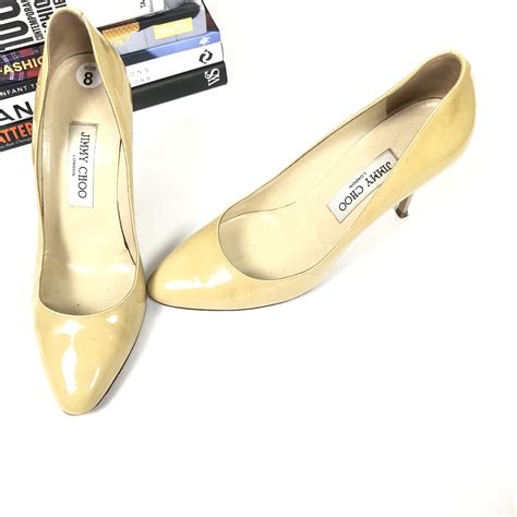 Jimmy Choo Heels 38 Nude Round Toe Pump Shoe Beige Pa Gem