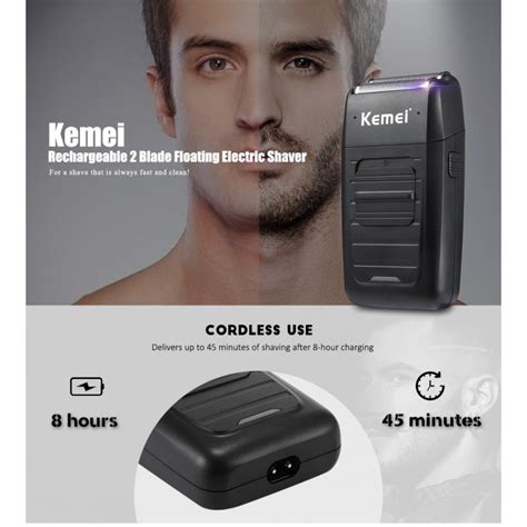 Jual KEMEI KM 1102 Rechargeable Dual Blade Floating Electric Shaver 5W