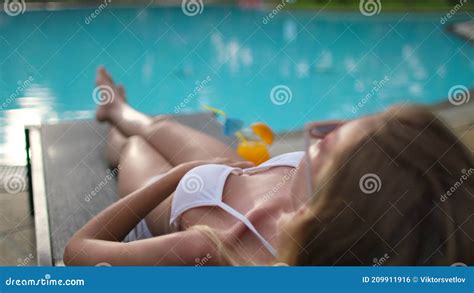 Traveler Bikini Woman In Hat Relaxing Vacation Happy Holiday At Luxury Hotel Tropical Resort