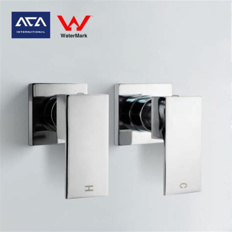 ACA Square Shower Head Set Hot Cold Twin Turn Taps Wall Water Spout