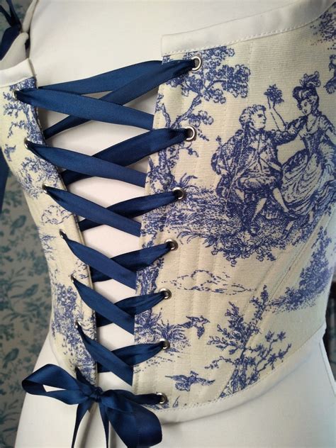 Royal Blue Th Century Toile De Jouy Corset Stays Light Etsy Uk