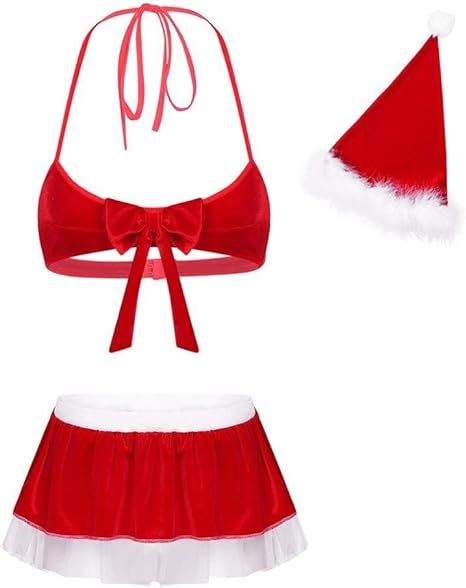 Costume de Noël pour Femmes Sexy Cosplay Lingerie Set Bra Santa Amazon fr Vêtements et accessoires