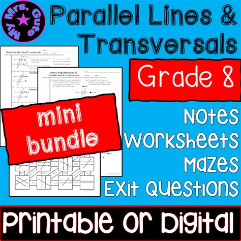 Parallel Lines And Transversals Mini Bundle Notes Worksheets Mazes