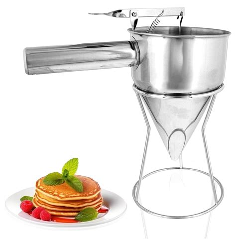 Bomrokson Pancake Batter Dispenser Piston Funnel Tapered Stainless