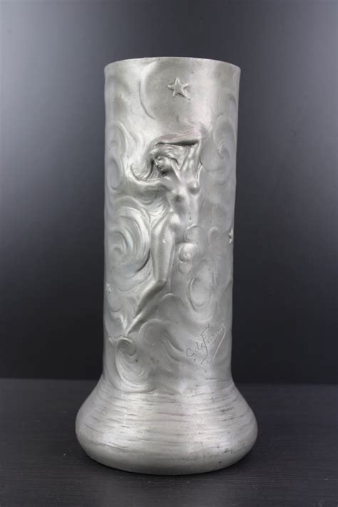 C De Franor Vase Art Nouveau Nude Lady Large Pewter Vase Pewter Catawiki