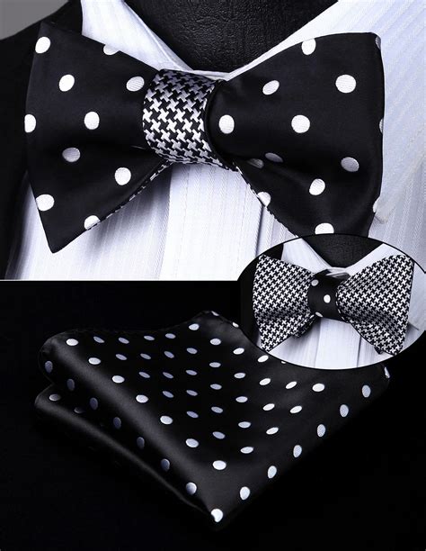 Pocket Square Classic Party Wedding Be04ws Black Dot Geometric Double