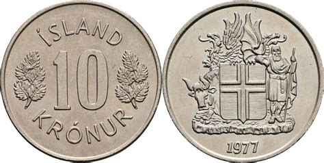 Island 10 Kronur 1977 Vz MA Shops