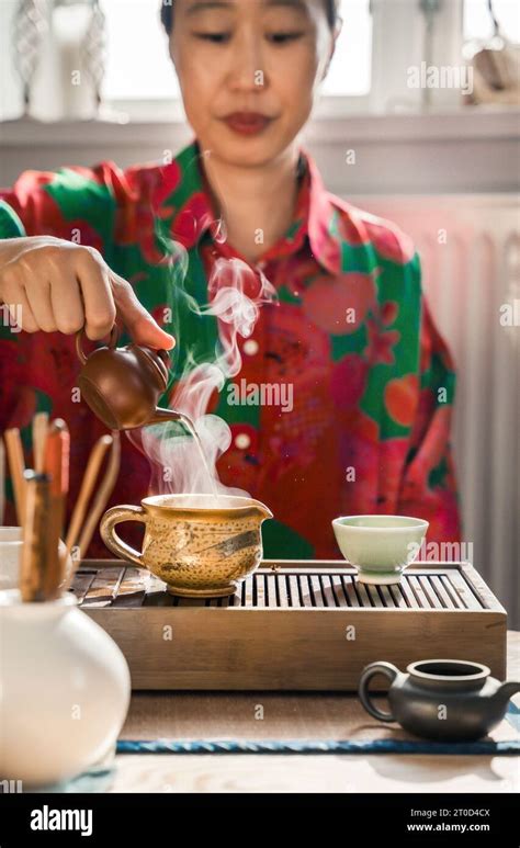 Swirling Steam From Hot Water During Tea Ceremony In Copenhagen Stock Photo Alamy