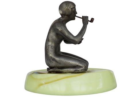 Nude Art Deco Smoking Flapper Slag Glass Ashtray By Houzex For Sale At Stdibs