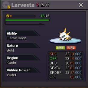 WTS Shiny Larvesta Bold - Shiny and Special Pokémon - Silver - Pokemon Revolution Online