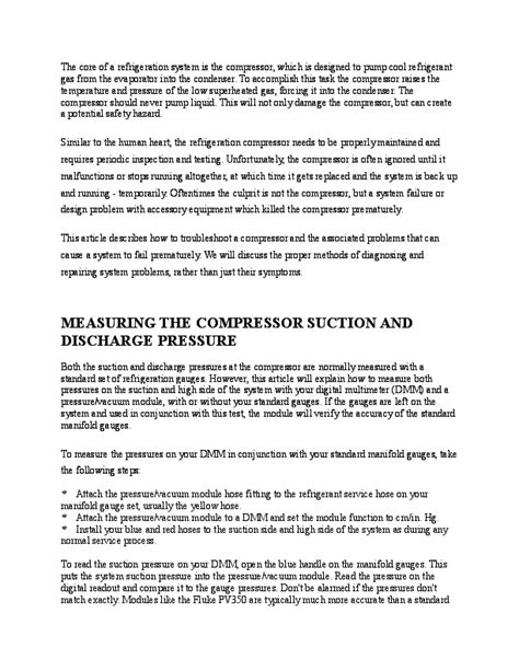 Doc Measuring The Compressor Suction And Discharge Pressure Norhuda