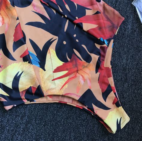 The Lady One Piece Swimsuit Bikini Sexy Maple Printing Swimsuit On Luulla