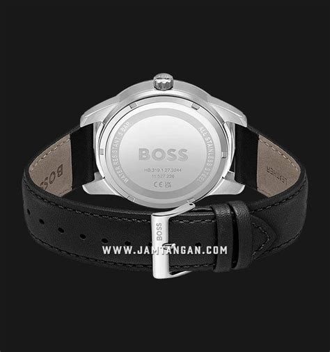 Hugo Boss Sophio Men Black Dial Black Leather Strap Jamtangan