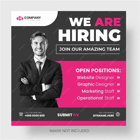 Premium Vector We Are Hiring Job Vacancy Social Media Post Banner Design Template With Red Color