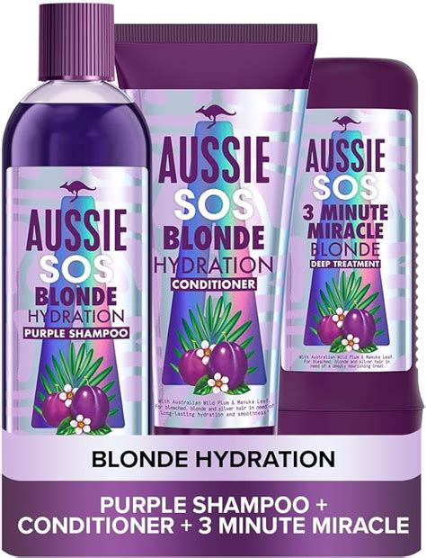 Aussie Blonde Hydration Vegan Purple Shampoo Conditioner And Minute Miracle Hair Mask Set