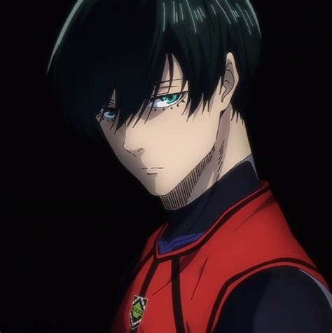 An Anime Character With Black Hair And Green Eyes Wearing A Red Uniform