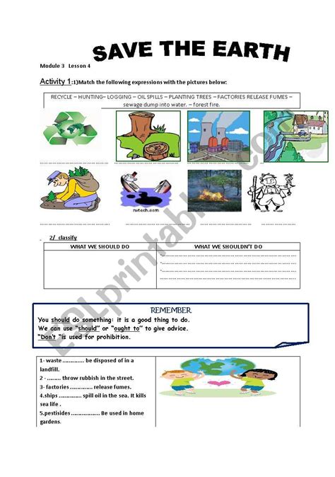 Save The Earth Esl Worksheet By Monmon Manou