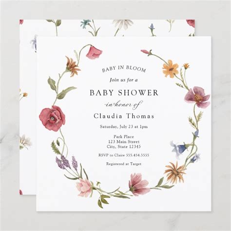 Baby In Bloom Wildflower Baby Shower Invitation