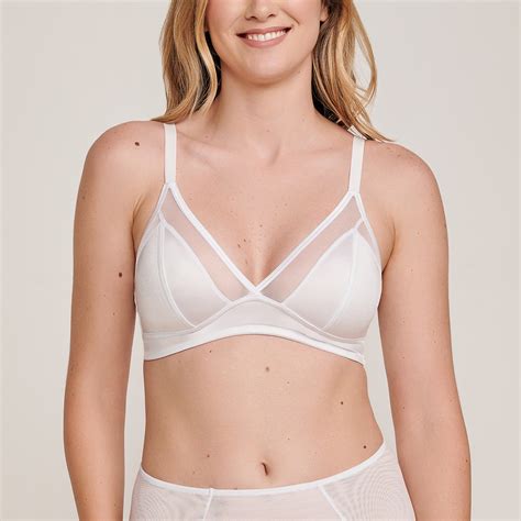 Sutiã Top sem Aro e Sem Bojo em Microfibra e Tule Mariah Branco Jescri Lingerie de qualidade