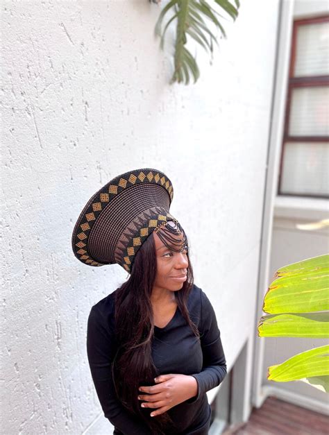 Blackandgold Zulu Hat African Hat Isicholo African Bucket Etsy