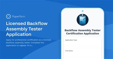 Licensed Backflow Assembly Tester Application Form Template Paperform