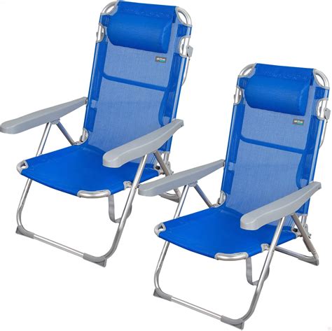 Solenny Chaise De Plage Lit Pliable Positions Bleu Et Blanc Avec