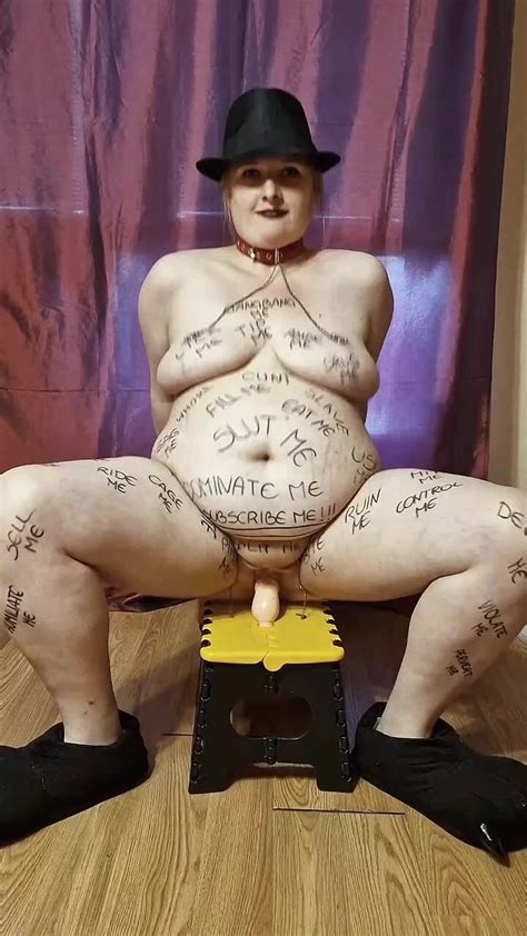 BBW Whore With Nipple Clamps Riding Dildo ThisVid