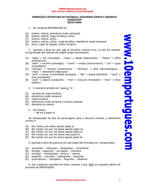 Exercícios Verbo Radical Vogal Temática Desinência Com Gabarito Pdf - Estrutura Do Verbo Radical Vogal Tematica E Desinencia - Várias Estruturas