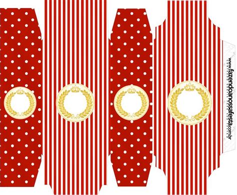 Red And White Striped Paper With Gold Circles