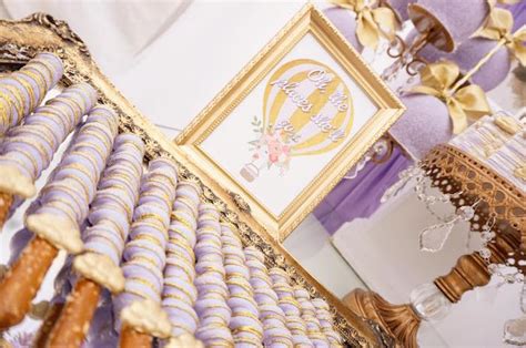 Kara S Party Ideas Purple Gold Hot Air Balloon Baby Shower Kara S Party Ideas