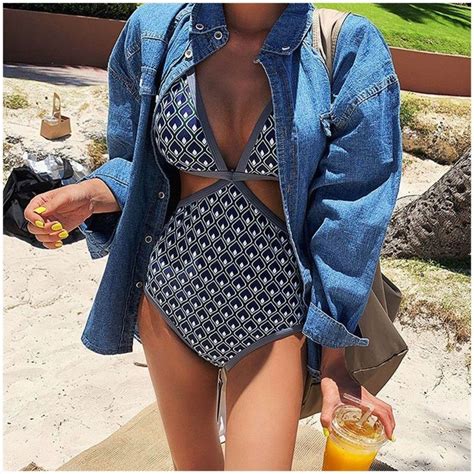 Girls Summer Sexy High Waist Hollow One Piece Bikini Hot Spring Swimsuit Shopee Malaysia