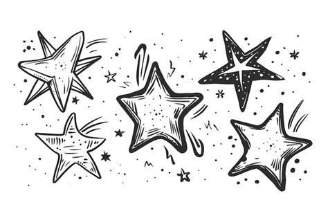 Shooting Star Drawing Hand Drawn Stars Collection In Cute Cartoon Style